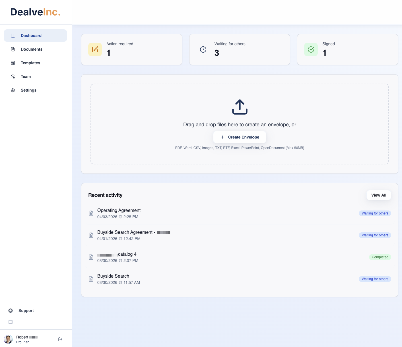Undersigned Dashboard