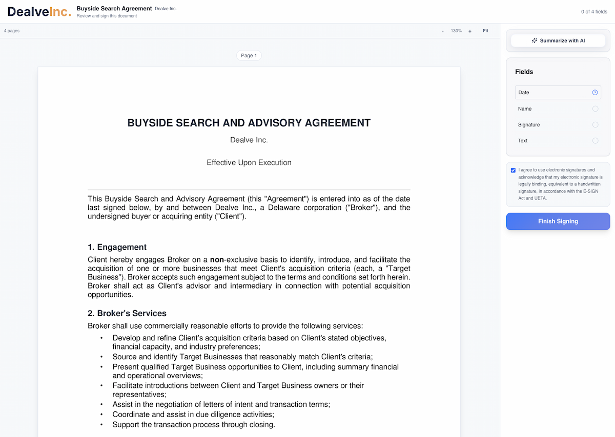 Signer view experience